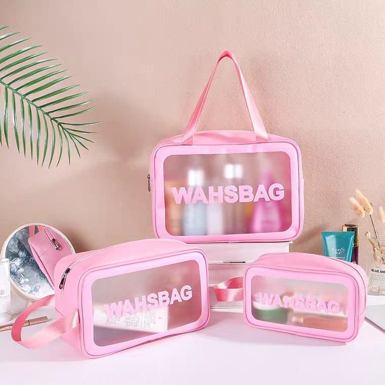 [XẢ KHO+FREE SHIP]  SET 3 Túi đựng mỹ phẩm du lịch bằng nhựa PVC trong suốt tiện ích  wahsbag