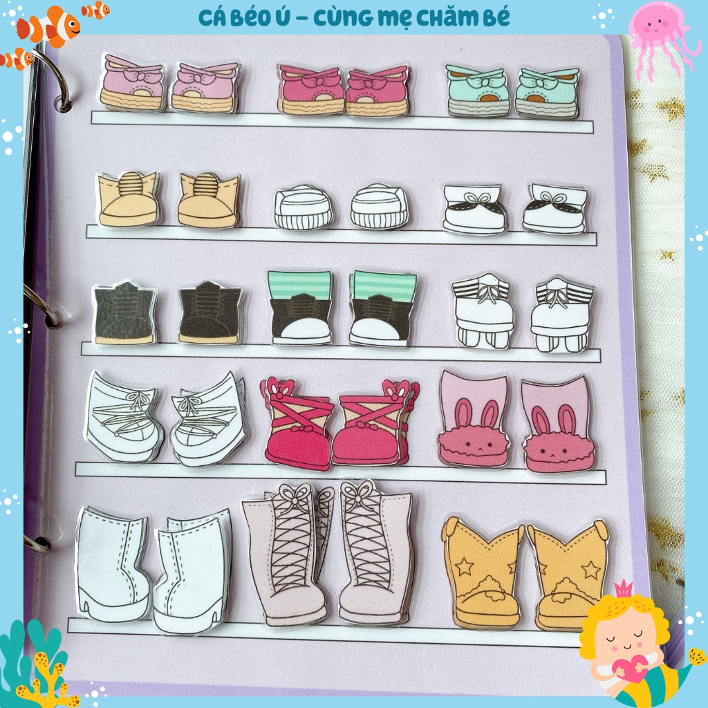 Đồ chơi búp bê LOL BJD học liệu bóc dán thay đồ búp bê công chúa thời trang giáo dục sớm Montessori CaBeoU CM399