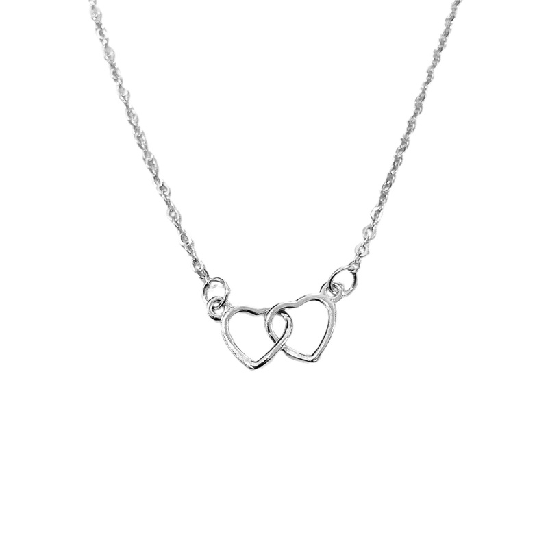 Vòng cổ Tình Bạn Mặt Trái Tim Đôi Đính Đá Zircon Lấp Lánh Thời Trang