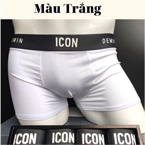 Quần Sịp Nam Thun Lạnh Cotton Boxer ICON co dãn 4 chiều, Quần Lót Nam Boxer Cotton sexy cao cấp SI02 (Che tên) - MS66