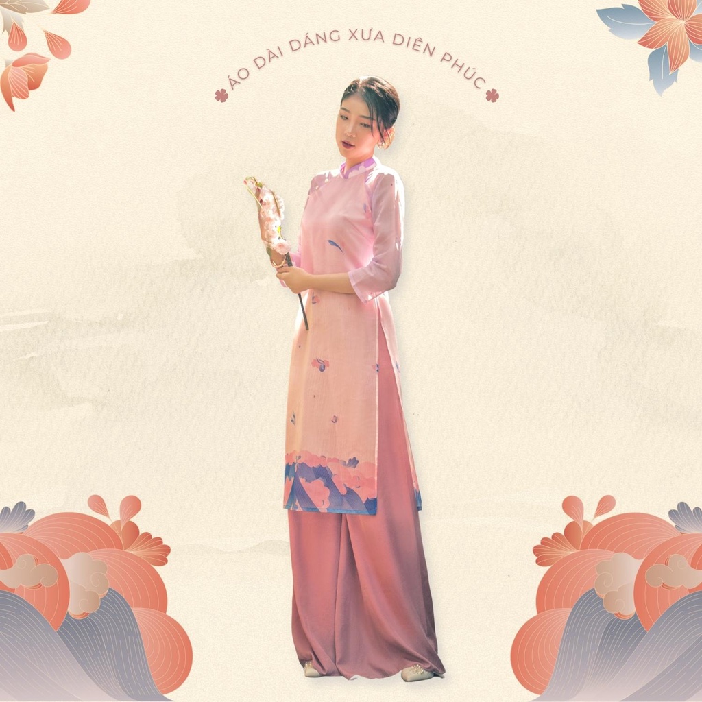 Sumire Store Áo dài Dáng xưa Diên Phúc Hồng