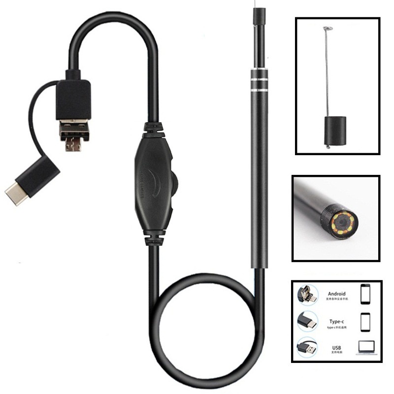 Camera Nội Soi Tai Siêu Nét Tặng Kèm Bộ Đầu Lấy Ráy Tai