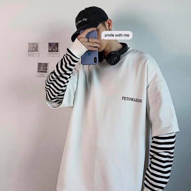 Áo thun tay dài form rộng unisex - phông dài tay nam nữ oversize petowards  - 2N Unisex