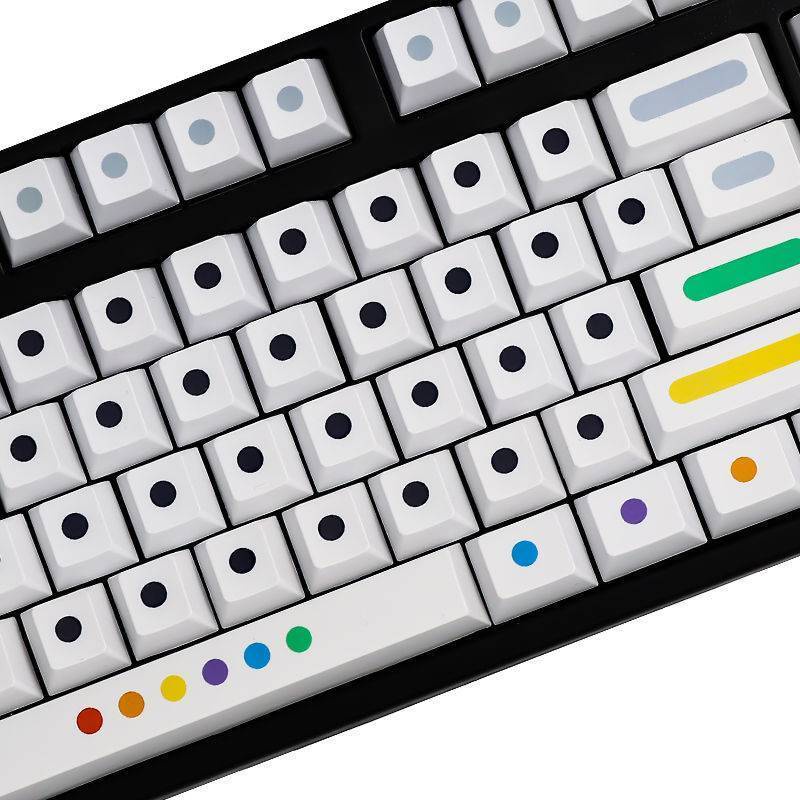 Set 136 nút phím chấm đen/ chấm trắng bằng PBT phù hợp cho bàn phím 61/64/68/87/96/98/104