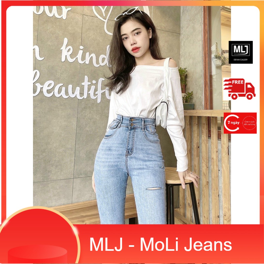 Quần jean nữ ngố / lửng BIGSIZE lưng siêu cao, co dãn mạnh 2 túi nắp 2 bên, màu loang 3827