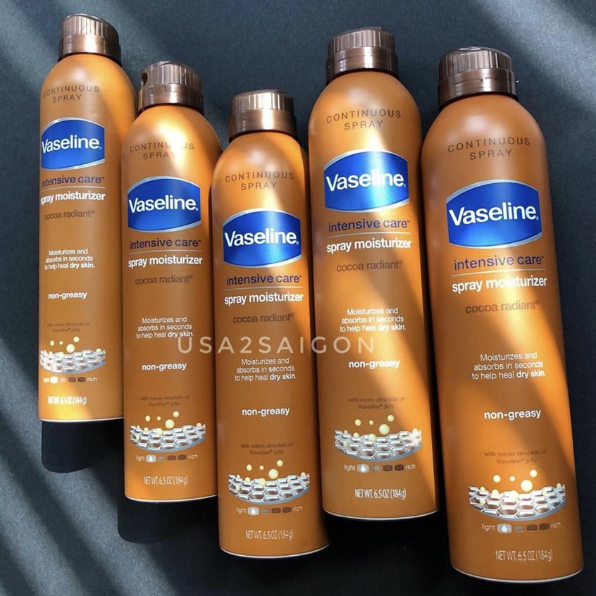 Xịt cấp ẩm Vaseline Intensive Care Cocoa Radiant Spray 184G