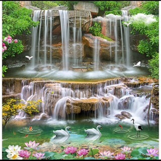 Tranh dán tường 3D VTC Thác Nước Cảnh Thiên Nhiên KT 120x90