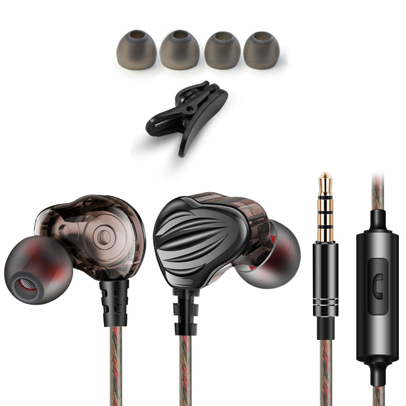 Fashion Dual Drivers Earphone High Bass Stereo Earphones Headset Sport Wired Earbuds 3.5mm With Mic For Meizu Xiaomi Sony