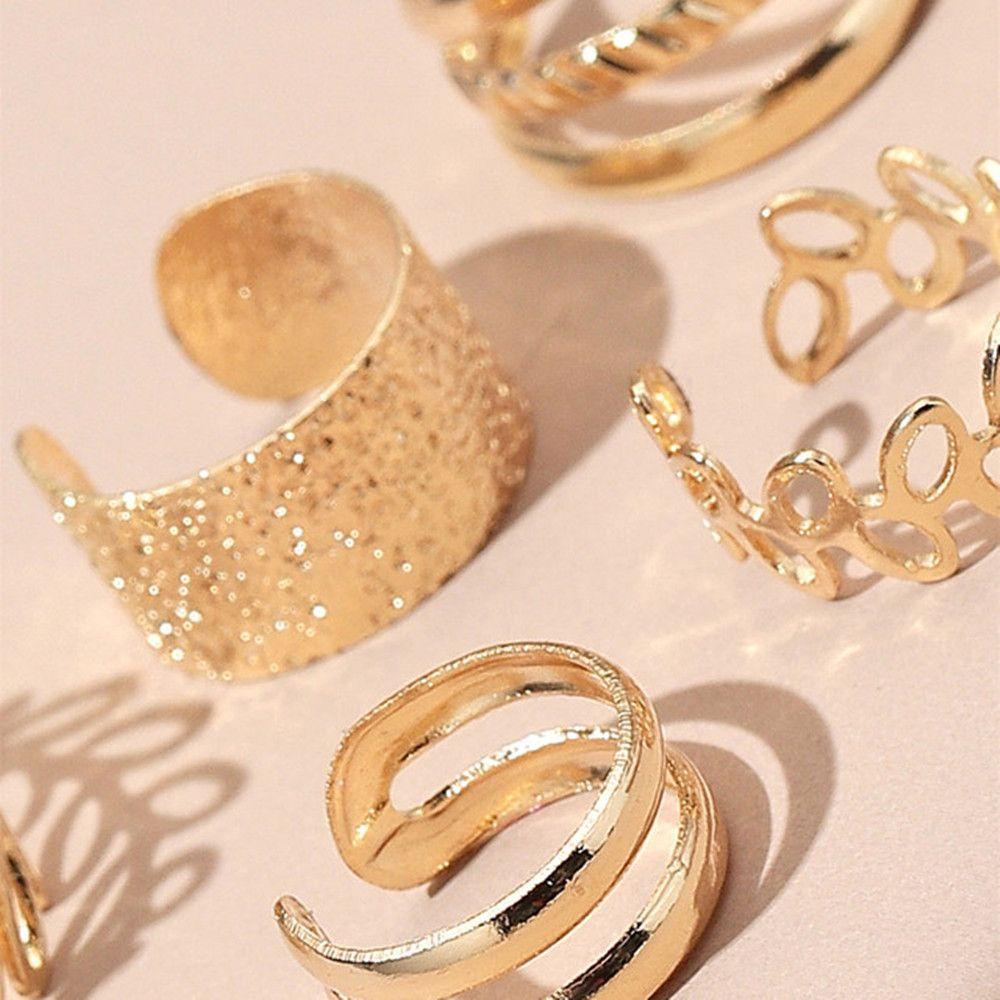 ☆ROSE☆ 5pcs/set Gifts Women Earrings Trendy Leaves Ear Cuff Non-Piercing Ear Clip|Color Fashion Jewelry Simple Fake Cartilage/Multicolor