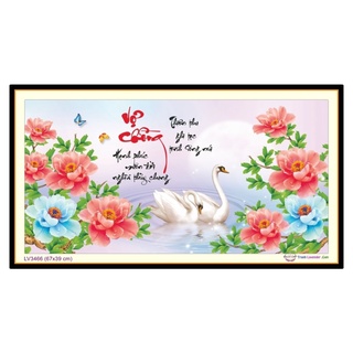 Tranh thêu chữ thập - tranh đá vợ chồng thiên nga lv3466 , lv473