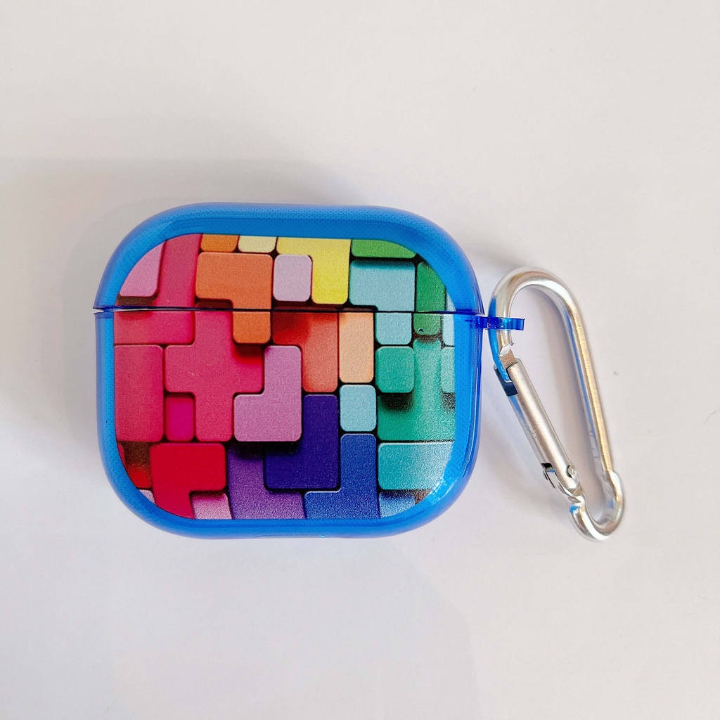 Vỏ bảo vệ hộp sạc tai nghe không dây trong suốt họa tiết trò chơi xếp hình thích hợp cho Apple Airpods Pro 2 1 3