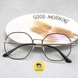 [ Ảnh thật ] Kính cận form bát giác tròn size tròng 5,2cm 0 độ cắt ánh sáng xanh