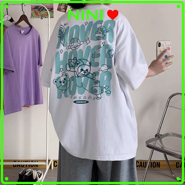 Áo thun tay lỡ nam nữ, áo phông unisex form rộng mát mịn thấm hút mồ hôi in hình GẤU HOVER