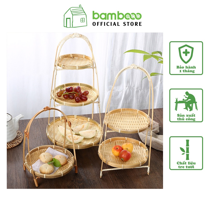 Khay mây tre BAMBOOO ECO kệ decor trang trí nhiều tầng đan tre thủ công