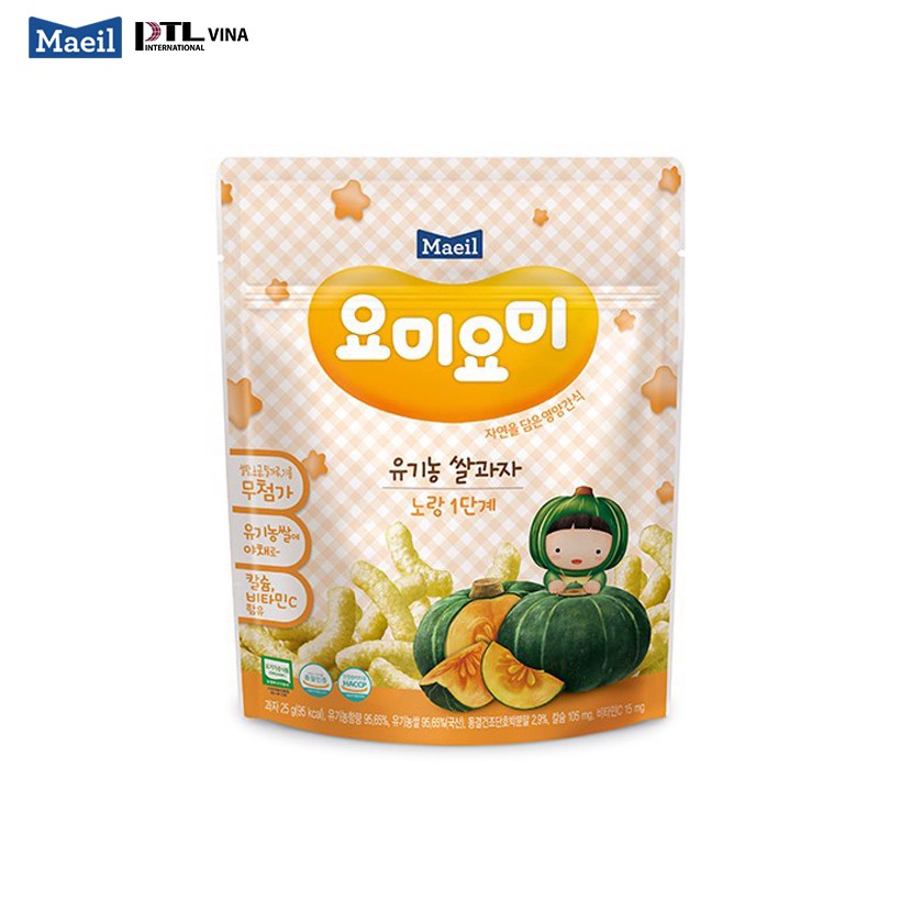 Bánh ăn dặm Maeil Hàn Quốc màu vàng vị bí ngô Stage 1 7M 25g