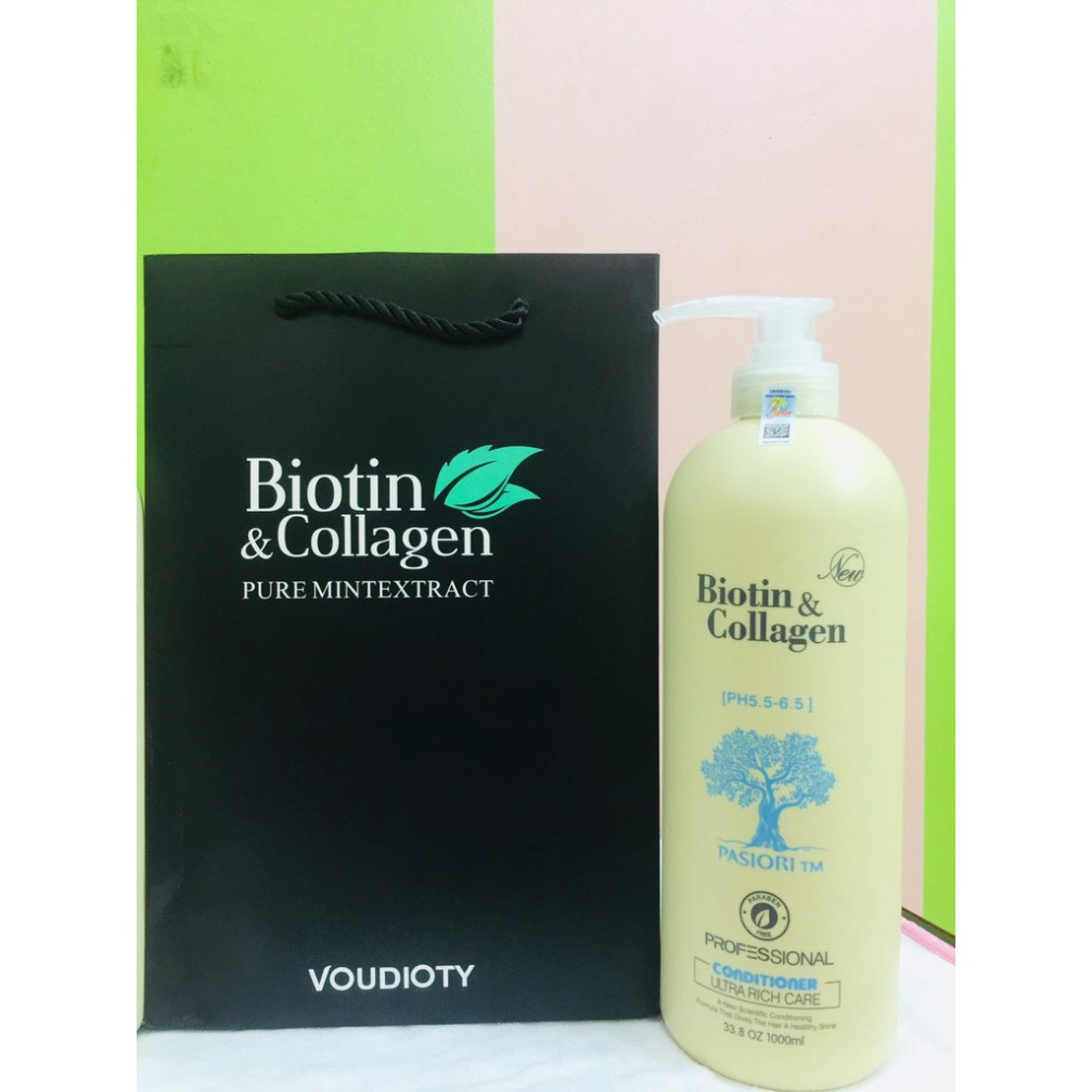 Gía tốt [Chính Hãng] Cặp Dầu Gội Xả BIOTIN Trắng - BIOTIN COLLAGEN Giảm Rụng Tóc Phục Hồi Khô Sơ Hư Tổn 1000ML  Sản phẩm