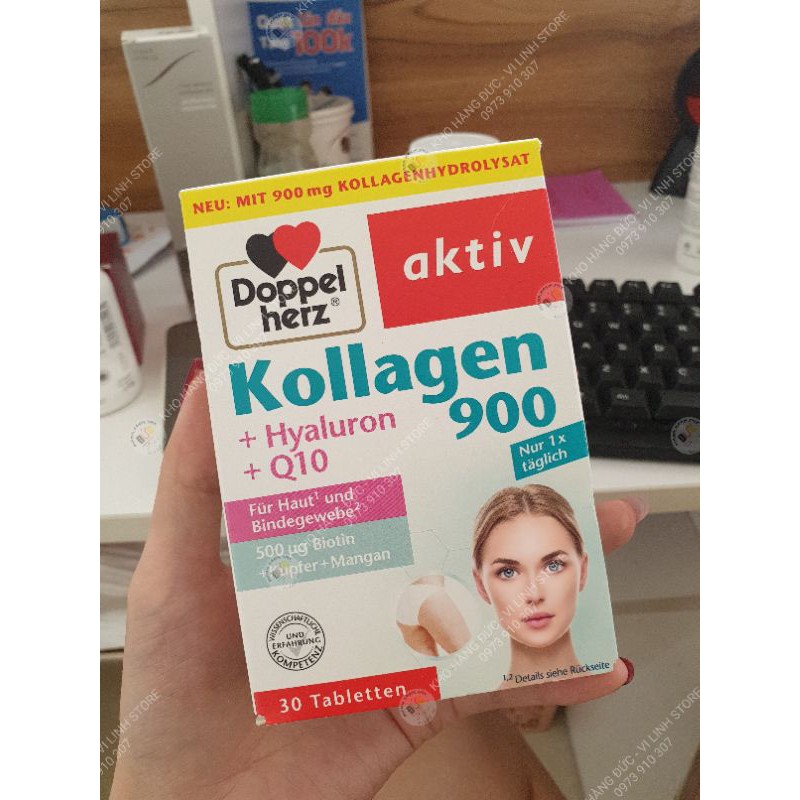 (Bill Đức ảnh sau) Kollagen 900mg + Hyaluron của Doppel herz 30v date 22 | BigBuy360 - bigbuy360.vn