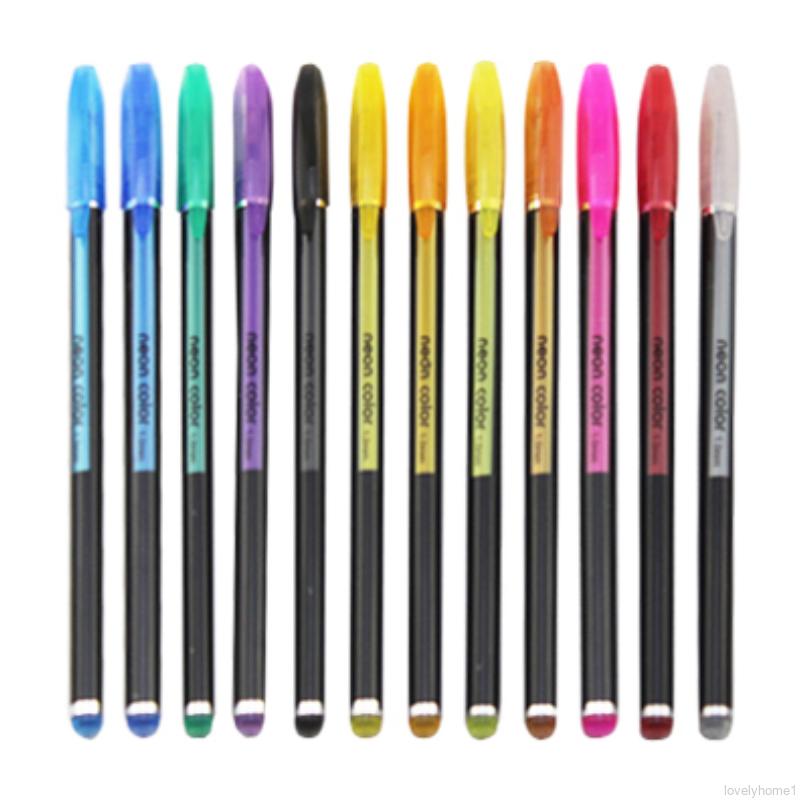 2*Fluorescent Pen 48 Colors Fluorescent Highlighter Gouache Painting Color Ballpoint Pen Gel Ink Pens(Random Color)