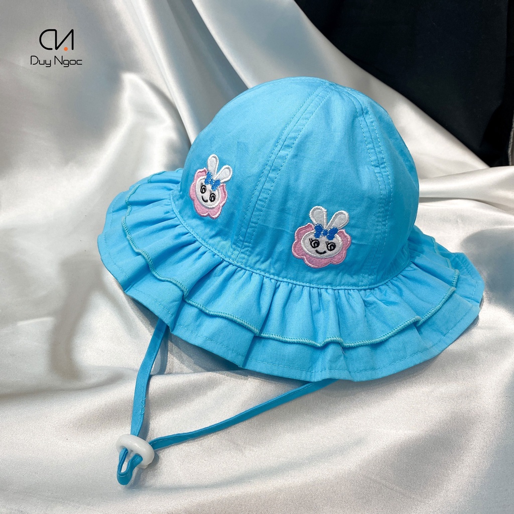 (Size 52 cm) Nón vành Bé Gái bèo màu thỏ hoa Duy Ngọc - Chất liệu Cotton mềm, thoáng mát, có quai đeo ( 7468 )