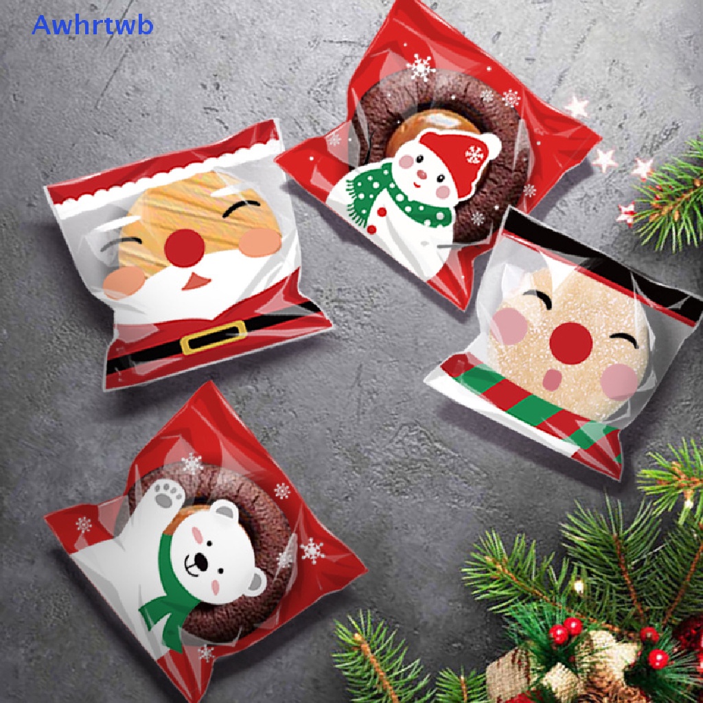 Set 100 Túi Nhựa Đựng Bánh Kẹo Giáng Sinh Mới