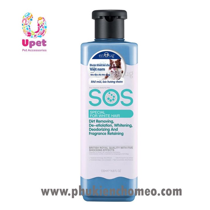 (Chính hãng) PVN47 -Sữa tắm dành cho chó mèo lông trắng SOS 530ml -Dầu tắm dành cho chó mèo dưỡng chống ố màu lông trắng
