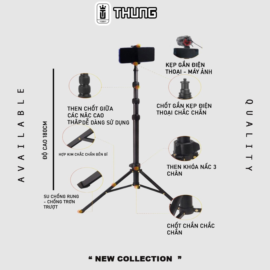 Gậy TRIPOD 3 chân MT36 - Màu đen