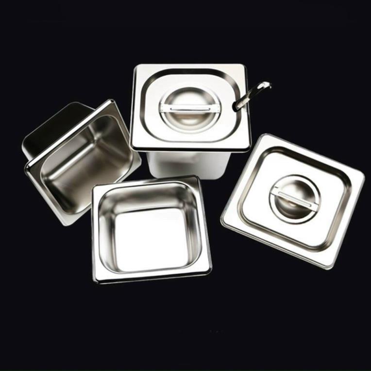Khay đựng thực phẩm inox , đựng thạch Topping Inox 1/6