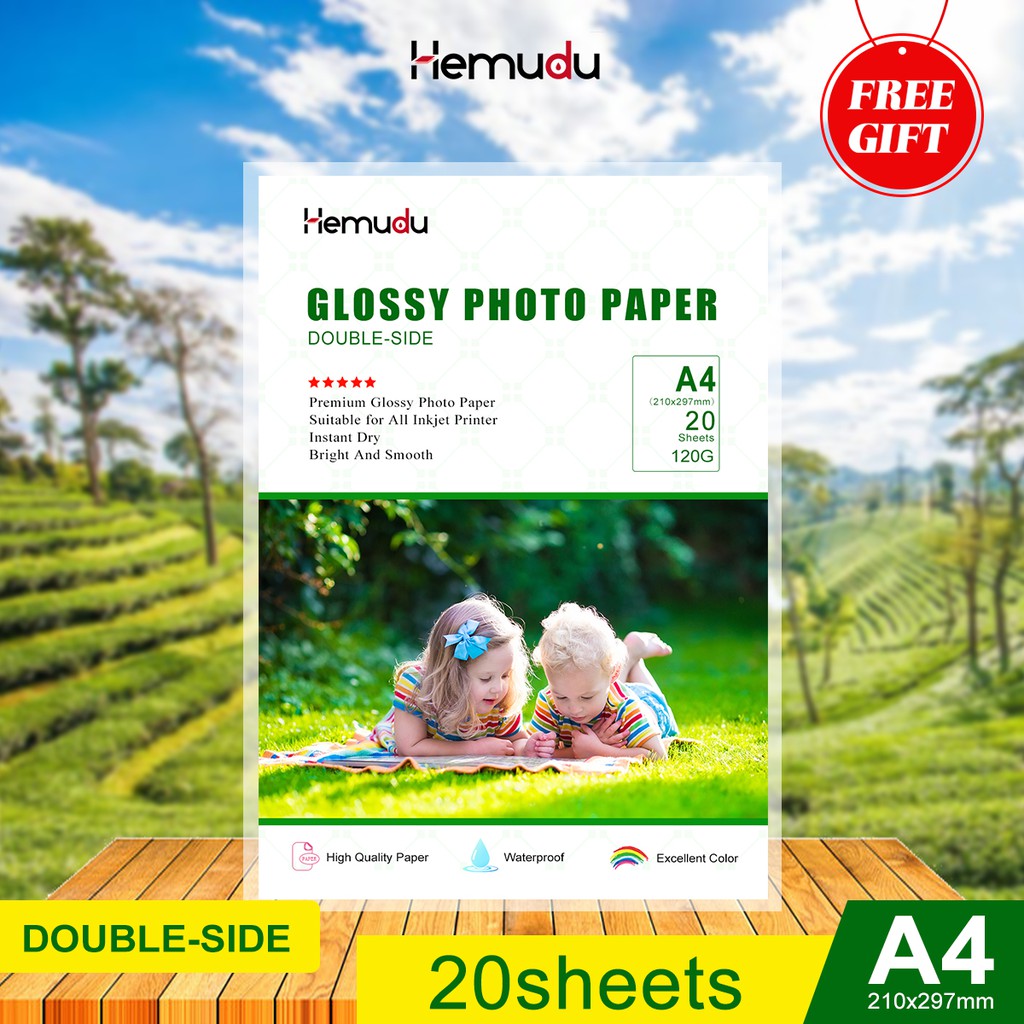 GIẤY IN ẢNH Double Sided Glossy Photo Paper A4 Size 120gsm 20 Sheets Inkjet Paper