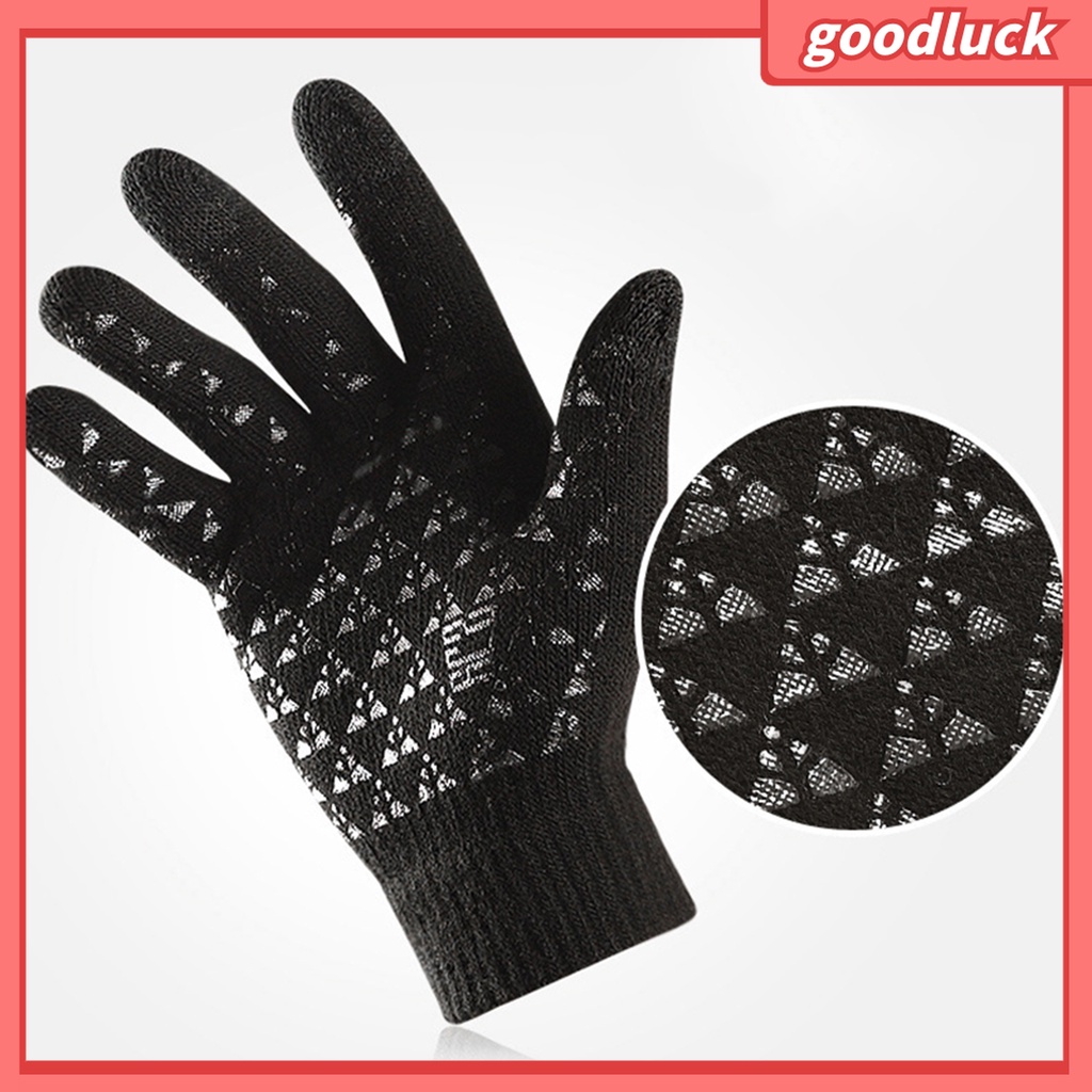 1 Đôi Găng Tay Mùa Đông Bằng Sợi Spandex Acrylic Siêu Ấm Chống Trượt Có Thể Chạm Màn Hình Cảm Ứng Dành Cho