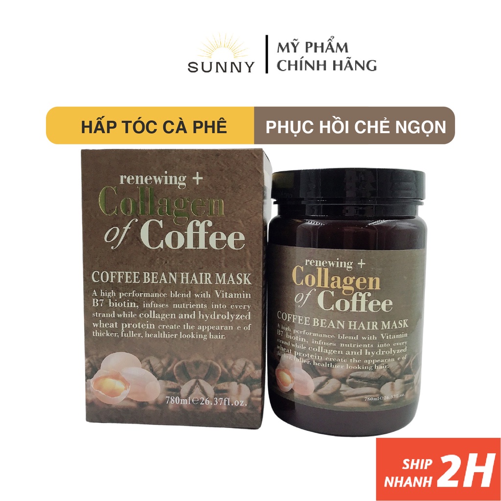 Hấp Tóc Cà Phê Collagen Renewing 780ml phục hồi hóc hư tổn, cho mái tóc mượt mà, óng ả