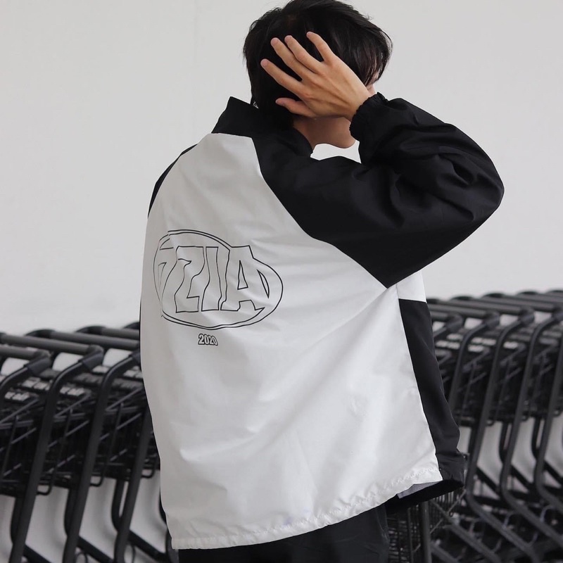 Áo Khoác Dù 2 lớp Form Rộng 7ZIA màu TRẮNG 🖤 Nam Nữ Unisex 🖤 Áo Jacket dây kéo Ulzzang Jaystoree