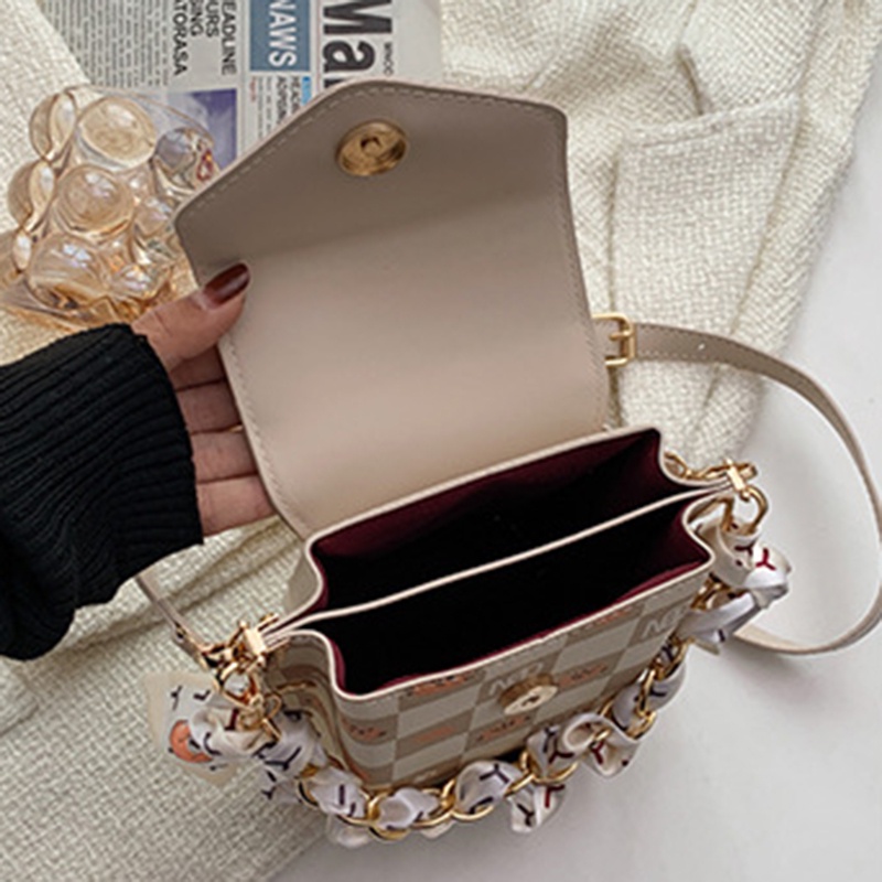 Túi đeo vai mini IELGY phối dây xích đựng điện thoại thời trang cho nữ