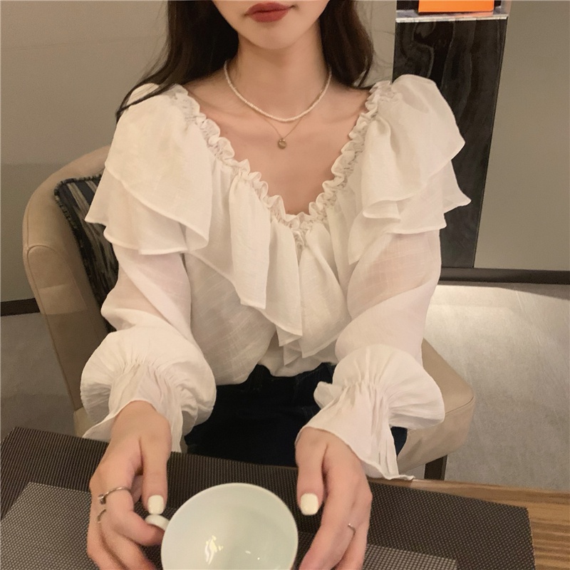 Áo Sơ Mi Dài Tay Cổ Chữ V Rộng Rãi 53968