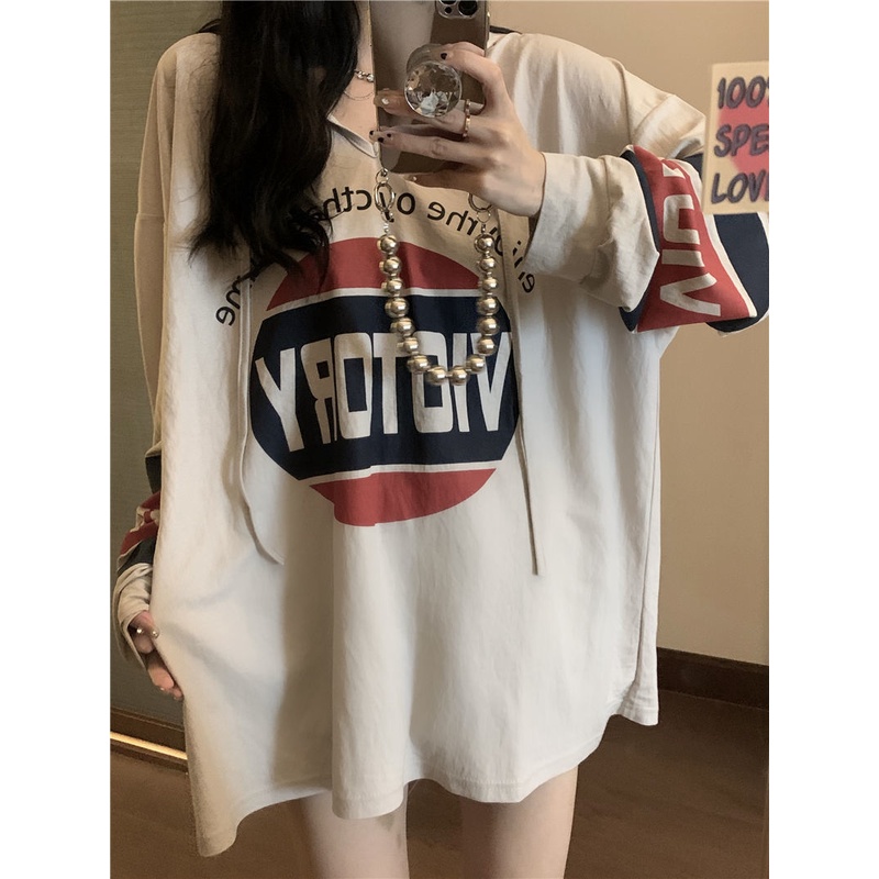 Jiashucheng Áo Hoodie Tay Dài In Chữ Phong Cách Hàn Quốc Dành Cho Nữ