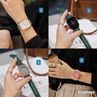 Đồng hồ nữ dây da mặt vuông siêu xinh , da mềm bền G.U.O.U