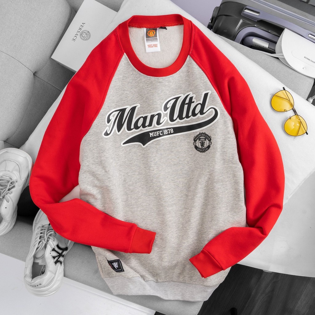 [SW166] Áo Sweater Thời Trang Manchester Utd Xám Tay Đỏ | BigBuy360 - bigbuy360.vn