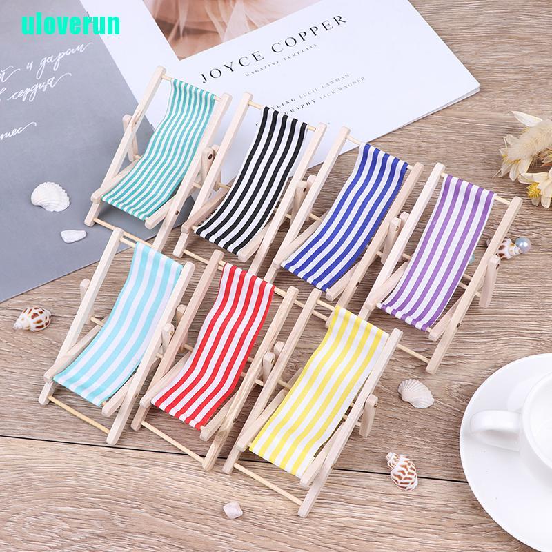 1 Mô Hình Ghế Bãi Biển Bằng Gỗ Tỉ Lệ 1: 12 Trang Trí Nhà Búp Bê