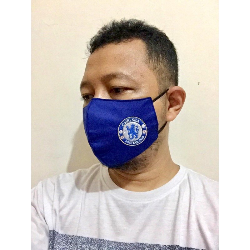 Chelsea Khẩu Trang Vải Thêu Hình Đội Bóng Chelsea 3 Ply Cá Tính