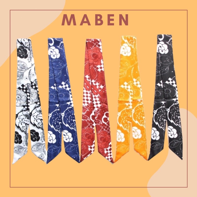 Khăn quấn túi xách hoạ tiết hoa trà - Maben