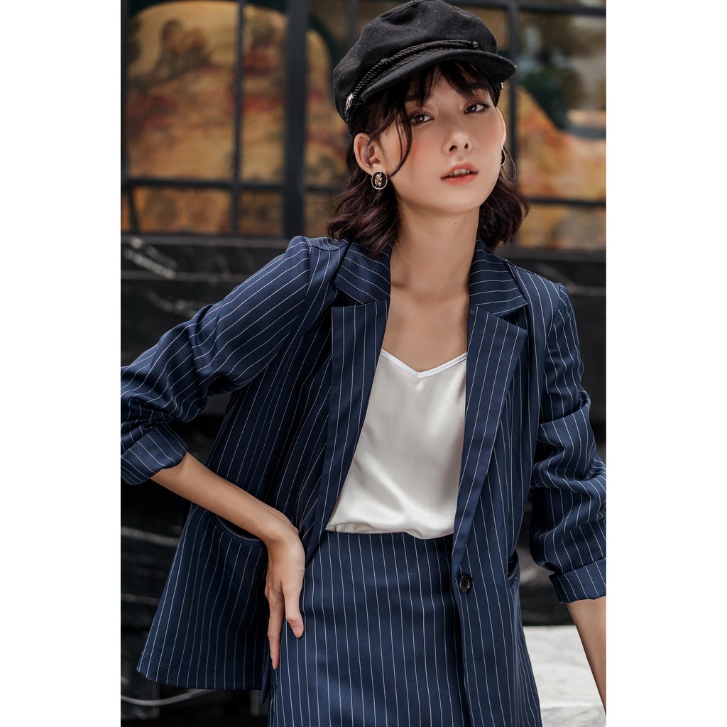 [HÀNG CÓ SẴN]Set vest nữ thiết kế Mosohali STRIP BLUE trẻ trung năng động (Áo vest + Chân váy) | BigBuy360 - bigbuy360.vn