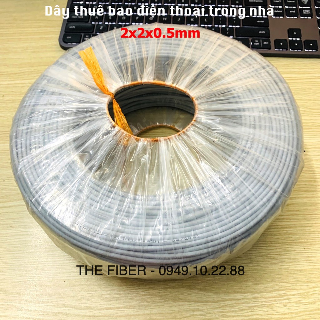 Dây điện thoại 2 đôi trong nhà, lõi đồng 2x2x0.5mm (Cuộn 200M)