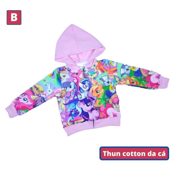 Áo khoác bé gái hình Pony từ 11-43kg - Thun cotton da cá in 3D cực chất- Tomchuakids