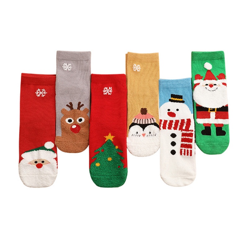 Set 6 Đôi Tất Họa Tiết Giáng Sinh Dễ Thương Cho Bé