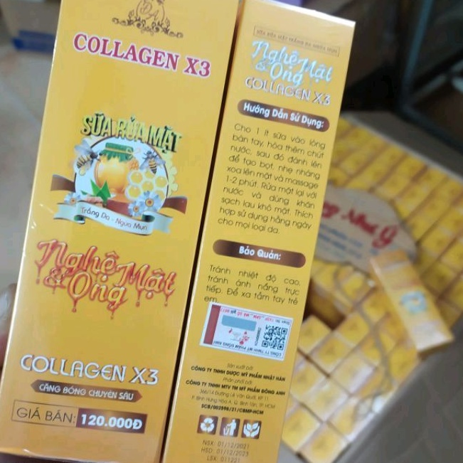 [Chính hãng 100%] Sữa rửa mặt nghệ mật ong Collagen X3 Mỹ Phẩm Đông Anh