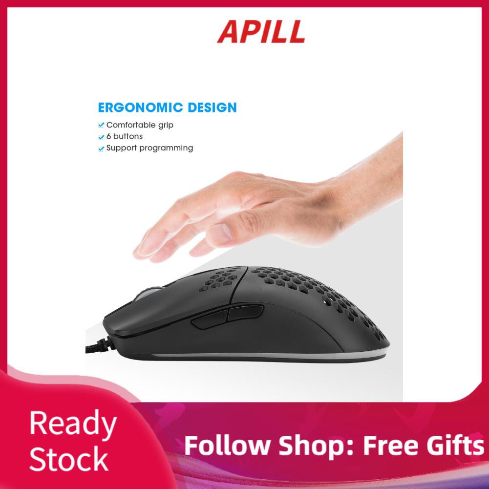 Apill WeekW HXSJ J900 Hole Mouse 6-Key Wired Gaming Mice Macro Programming RGB Lighting PC Accessory