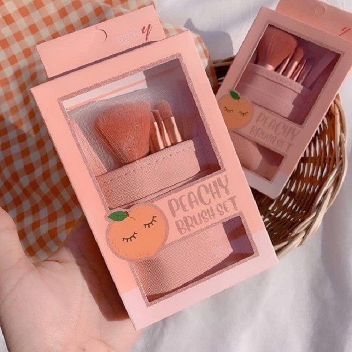 [Siêu xinh xinh] Bộ cọ trang điểm Thái Lan Ashley Peachy Brush Set 5 cây tone Cam đào