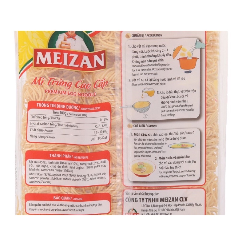 MÌ TRỨNG CAO CẤP MEIZAN 500G SỢI TRÒN