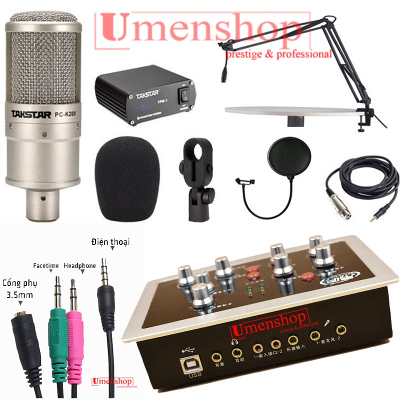 COMBO MIC THU ÂM K200 VÀ HF 5000 PRO