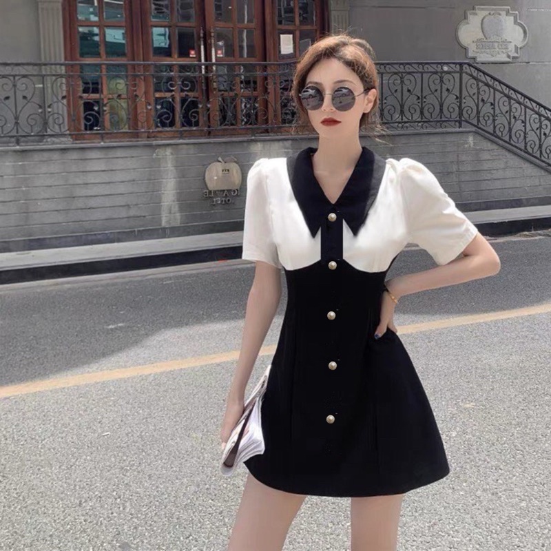 Đầm phối trắng form A Big size