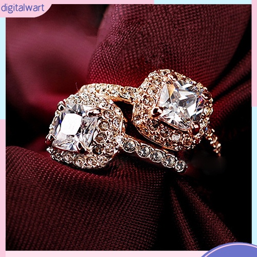 Nhẫn mặt vuông đính đá sang trọng cho nữ